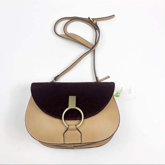 NWT VEGAN LEATHER & FUR NUDE CROSSBODY SATCHEL - Picture 2 of 8